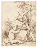 ROSA Salvator Two Putti In A Wooded Landscape, One Supporting A Cross, The Other Seated Beside A Skull ROSA Salvator Two Putti In A Wooded Landscape, One Supporting A Cross, The Other Seated Beside A Skull