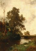 ROTH August Rural Landscape With Ducks Beside A River ROTH August Rural Landscape With Ducks Beside A River