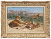 ROTIG Georges Frederic Löwen Mit Jungen Und Erlegter Gazelle ROTIG Georges Frederic Löwen Mit Jungen Und Erlegter Gazelle