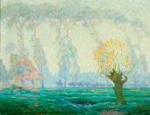 RUESS LOWENSTEIN HARRY Impressionistic Landscape With Soldiers Going Off To War- RUESS LOWENSTEIN HARRY Impressionistic Landscape With Soldiers Going Off To War-