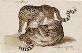 RUGENDAS Georg Phillip II Zwei Spielende Leoparden RUGENDAS Georg Phillip II Zwei Spielende Leoparden
