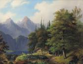 RUMBOLD Karl Mountain Landscape With Figurative Decor RUMBOLD Karl Mountain Landscape With Figurative Decor