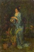 RUMFORT de André, comte Jeune Femme En Costume Japonais Arrosant Des Fleurs RUMFORT de André, comte Jeune Femme En Costume Japonais Arrosant Des Fleurs