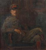 RUNZE Wilhelm Soldatenbildnis Leger Auf Einem Sessel Sitzender RUNZE Wilhelm Soldatenbildnis Leger Auf Einem Sessel Sitzender