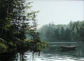 RUPERT PAUL Rowboat Off Moored Lake Shore RUPERT PAUL Rowboat Off Moored Lake Shore