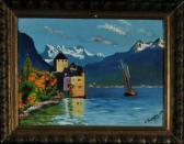 RUPPNIG K. Mediterraner Gebirgssee Mit Burg Am Ufer RUPPNIG K. Mediterraner Gebirgssee Mit Burg Am Ufer