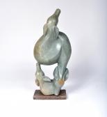 Rusere P. Deer And Fawn Carved Serpentine Stone Rusere P. Deer And Fawn Carved Serpentine Stone