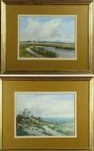 RUSHTON Alfred Josiah Panoramic Landscape Views - A Path Along A Hillside; And Cattle In A Meadow By A River RUSHTON Alfred Josiah Panoramic Landscape Views - A Path Along A Hillside; And Cattle In A Meadow By A River