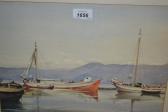 RUSHTON Roland Harbour Scene With Moored Boats RUSHTON Roland Harbour Scene With Moored Boats