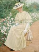 S. TREMBLAY A Lady Seated In A Garden S. TREMBLAY A Lady Seated In A Garden
