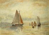 SABIN Joseph F. Sailboats At Sunset, 1923; Sailboats In A Harbor; Bait Shack On A Pier; Sailboat On Calm Water (group Of Four) SABIN Joseph F. Sailboats At Sunset, 1923; Sailboats In A Harbor; Bait Shack On A Pier; Sailboat On Calm Water (group Of Four)