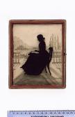 SABLES Amalia C. Painted On The Reverse Of Convex Glass, Watercolour On Paper Background SABLES Amalia C. Painted On The Reverse Of Convex Glass, Watercolour On Paper Background