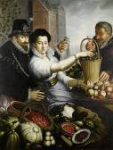 SAIVE de Jean-Baptiste II A Fruit And Vegetable Market Scene With An Elegant Nobleman Embracing A Stall-holder With Another Elegant Customer SAIVE de Jean-Baptiste II A Fruit And Vegetable Market Scene With An Elegant Nobleman Embracing A Stall-holder With Another Elegant Customer