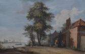 SANDBY Paul A Soldier And Other Figures Outside An Inn Beside The Thames SANDBY Paul A Soldier And Other Figures Outside An Inn Beside The Thames