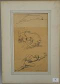 SARTORIO Giulio Aristide Triptych Study: Panther, Panther Devouring Man, And Man Fighting Snake SARTORIO Giulio Aristide Triptych Study: Panther, Panther Devouring Man, And Man Fighting Snake