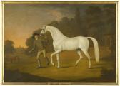 SARTORIUS Francis I James Hugh Smith-barry's (1748-1837) Grey Stallion Being Led By A Groom In The Park At Marbury SARTORIUS Francis I James Hugh Smith-barry's (1748-1837) Grey Stallion Being Led By A Groom In The Park At Marbury