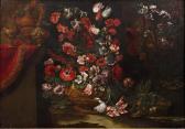 SCACCIATI Andrea I Vaso Di Fiori All\’aperto, Su Una Pietra; Sullo Sfondo, Piante Selvatiche E Un Tappeto, Con Urna E Vasi Metallici Su Un Piedistallo SCACCIATI Andrea I Vaso Di Fiori All\’aperto, Su Una Pietra; Sullo Sfondo, Piante Selvatiche E Un Tappeto, Con Urna E Vasi Metallici Su Un Piedistallo
