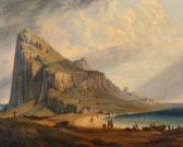 SCHÖNFELD Heinrich Heinrich Zug.(1809 Dresden -1845 München, Studium An Der Ak München) "blick Auf Die Bucht Vongibraltar", Im Hintergrund Die Stadt Und Der Mächtige Felsen, Imvordergrund Personenstaffage, Fischer Und Reiter, Öl Auf Leinwand,50 X 61, Ehemals Monogrammiert H SCHÖNFELD Heinrich Heinrich Zug.(1809 Dresden -1845 München, Studium An Der Ak München) "blick Auf Die Bucht Vongibraltar", Im Hintergrund Die Stadt Und Der Mächtige Felsen, Imvordergrund Personenstaffage, Fischer Und Reiter, Öl Auf Leinwand,50 X 61, Ehemals Monogrammiert H