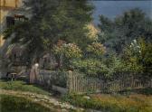 SCHACHT Wilhelm S. Blick Aufblühenden Rosengarten Vor Fachwerkhäusern. SCHACHT Wilhelm S. Blick Aufblühenden Rosengarten Vor Fachwerkhäusern.