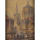 SCHAEFER HENRY THOMAS Figures Before A Cathedral SCHAEFER HENRY THOMAS Figures Before A Cathedral