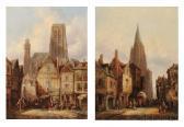 SCHAEFER HERMANN Two Village Square Scenes SCHAEFER HERMANN Two Village Square Scenes