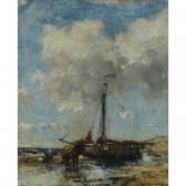SCHERREWITZ JOHAN FREDERIK CORNELIS Fishing Boat At Low Tide SCHERREWITZ JOHAN FREDERIK CORNELIS Fishing Boat At Low Tide