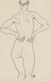 SCHIELE Egon Female Nude From The Rear With Hands On Her Hips SCHIELE Egon Female Nude From The Rear With Hands On Her Hips