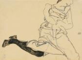 SCHIELE Egon Liegendes Mädchen Mit Schwarzen Strümpfen SCHIELE Egon Liegendes Mädchen Mit Schwarzen Strümpfen