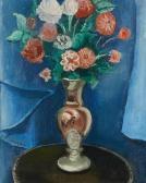 SCHIRREN Ferdinand Nature Morte Aux Fleurs Et Personnage Dans Un Paysage SCHIRREN Ferdinand Nature Morte Aux Fleurs Et Personnage Dans Un Paysage