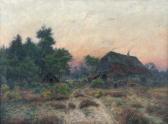 SCHLÜTER C. Heidelandschaft Mit Bauernhaus Und Personenstaffage In Der Dämmerung SCHLÜTER C. Heidelandschaft Mit Bauernhaus Und Personenstaffage In Der Dämmerung