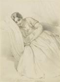 SCHLESINGER Henry Guillaume Portrait Of A Young Woman On A Sofa SCHLESINGER Henry Guillaume Portrait Of A Young Woman On A Sofa
