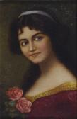 SCHMAND J. Phillip Ritratto Di Donna Con Rose SCHMAND J. Phillip Ritratto Di Donna Con Rose