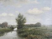SCHOLTEN Hans Hollands Weidelandschap Met Koeien Bij De Beek Met Bruggetje En Dorp In De Verte SCHOLTEN Hans Hollands Weidelandschap Met Koeien Bij De Beek Met Bruggetje En Dorp In De Verte