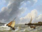 SCHOTEL Petrus Johannes Boats In Heavy Seas At The Mouth Of A River. SCHOTEL Petrus Johannes Boats In Heavy Seas At The Mouth Of A River.