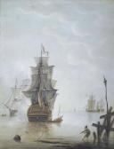 SCHOUMAN Martinus Marine With Large Sailing Ship. SCHOUMAN Martinus Marine With Large Sailing Ship.