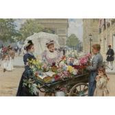 SCHRYVER de Louis The Flower Seller On The Champs Élysées SCHRYVER de Louis The Flower Seller On The Champs Élysées
