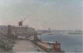 SCHULMAN David De Maas Bij Venlo: Cargo Vessels Along A Quay SCHULMAN David De Maas Bij Venlo: Cargo Vessels Along A Quay