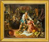 SCHUMANN Wilhelm Eva In Der Garküche, Einen Italienerhahn Festhaltend SCHUMANN Wilhelm Eva In Der Garküche, Einen Italienerhahn Festhaltend