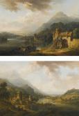 SCHUZ Christian Georg I A Rhenish Landscape With Travellers On A Track, A Castle Beyond SCHUZ Christian Georg I A Rhenish Landscape With Travellers On A Track, A Castle Beyond