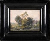 SCKELL Ludwig Bayerische Landschaft Mit Bauernhaus, Weiher U. Staffagefiguren SCKELL Ludwig Bayerische Landschaft Mit Bauernhaus, Weiher U. Staffagefiguren