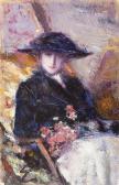 SCOPPETTA Pietro Giovane Donna Con Cappello Nero E Mazzo Di Fiori SCOPPETTA Pietro Giovane Donna Con Cappello Nero E Mazzo Di Fiori