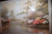 SEKI K. Japanese Landscape Showing Blossom Plants By A River SEKI K. Japanese Landscape Showing Blossom Plants By A River