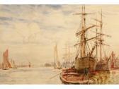 SELTRET FRANK Anestuary Scene With Moored Ships And Barges SELTRET FRANK Anestuary Scene With Moored Ships And Barges