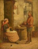 Septimus DAWSON Scarborugh Fishergirl Knitting With Fisherman Preparing Line Septimus DAWSON Scarborugh Fishergirl Knitting With Fisherman Preparing Line