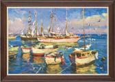 SHAPOVALOV Anatoly Boats In The Harbour, Gulls Overhead SHAPOVALOV Anatoly Boats In The Harbour, Gulls Overhead