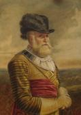sharpe w. Portrait A 17thc Gentleman With Black Plume To Hat, Sash And Basket Hilt Sword. sharpe w. Portrait A 17thc Gentleman With Black Plume To Hat, Sash And Basket Hilt Sword.