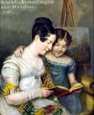 SHARPLES Ellen Wallace Interior Scene With Mother And Child Reading A Book SHARPLES Ellen Wallace Interior Scene With Mother And Child Reading A Book
