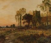 SHERRIN Daniel Church With Figures And Sheep In A Landscape SHERRIN Daniel Church With Figures And Sheep In A Landscape