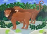 SHIGEO OKUMURA Lions In A Landscape SHIGEO OKUMURA Lions In A Landscape