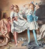 SHINN Everett Two Girls Dressing For A Party SHINN Everett Two Girls Dressing For A Party